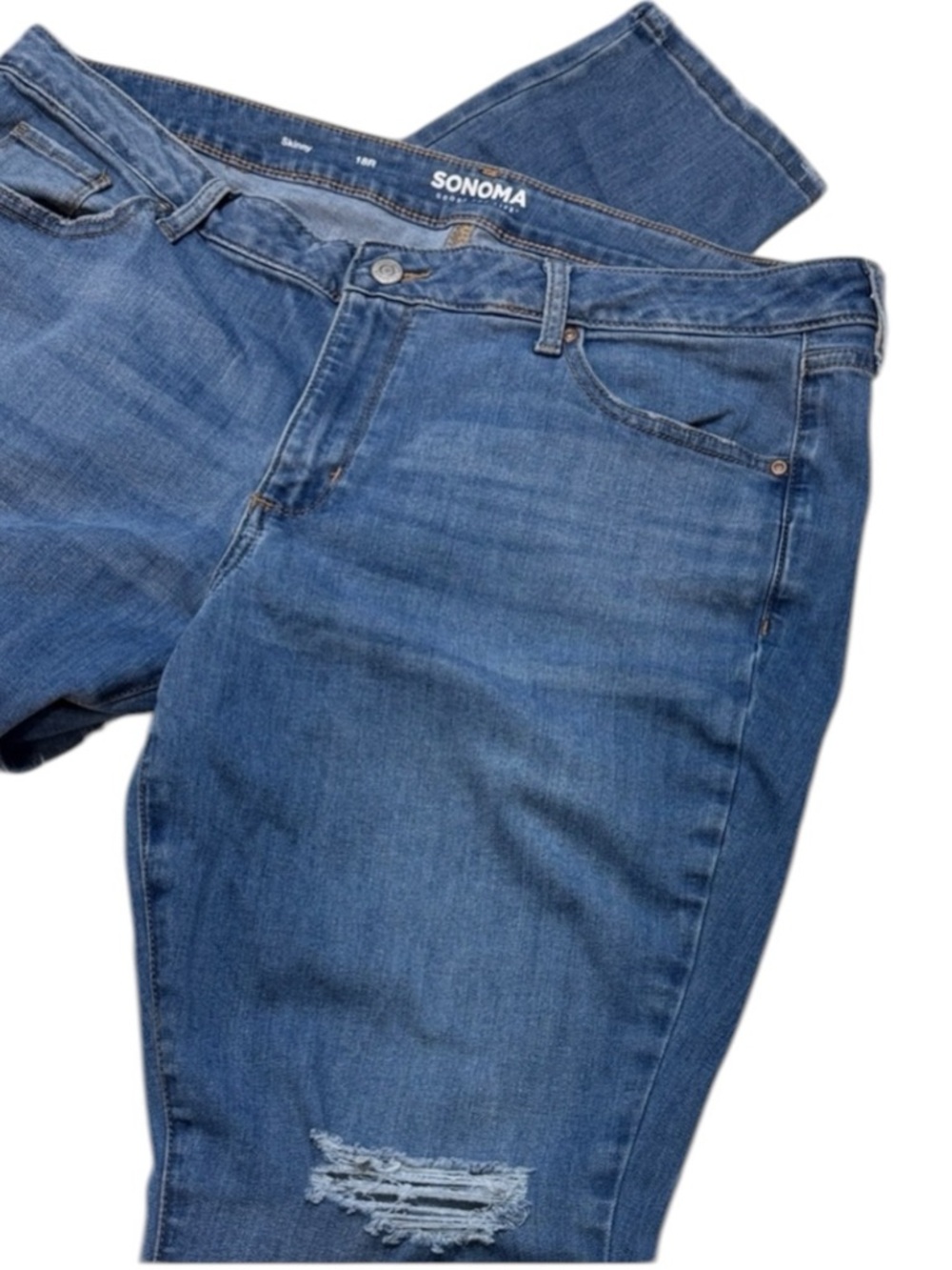 Sonoma Women's Distressed Blue Boyfriend Jeans - Picture 1 of 6